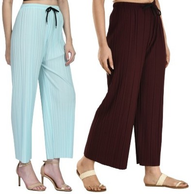 GLADLY Regular Fit Women Light Blue, Brown Trousers