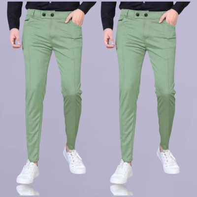 Ngarments Regular Fit Men Light Green Trousers
