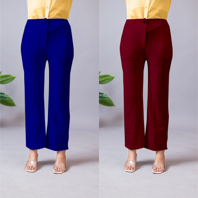 INDIANRANG Regular Fit Women Blue, Maroon Trousers