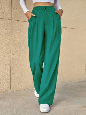KOTTY Regular Fit Women Dark Green Trousers