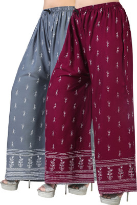 AarifGarment Flared Women Grey, Maroon Trousers