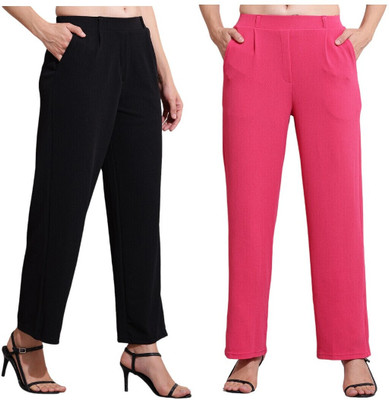 SQEW Loose Fit Women Black, Pink Trousers