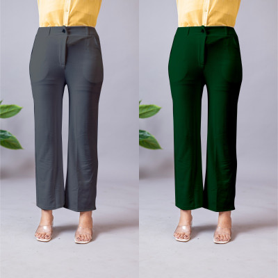 INDIANRANG Regular Fit Women Grey, Dark Green Trousers
