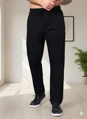 HAUWER Straight Fit Men Black Trousers