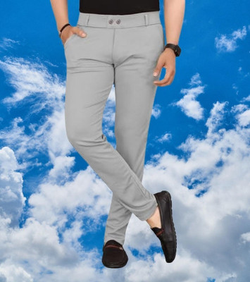 CIVIRASTTYLE Slim Fit Men Grey Trousers