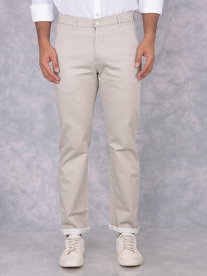 CRIMSOUNE CLUB Straight Fit Men Cream Trousers