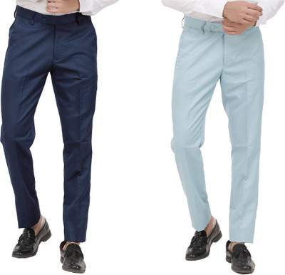 LAHSUAK Regular Fit Men Dark Blue, Light Blue Trousers