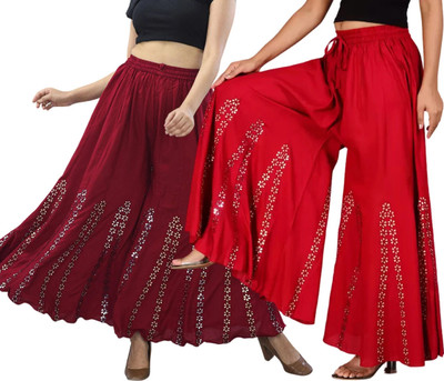 OMAYAA Comfort Fit Women Maroon, Red Trousers