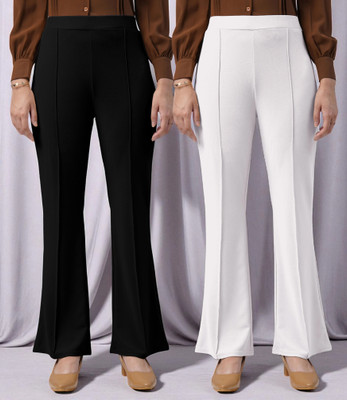 GATIMAN Regular Fit Women White, Black Trousers