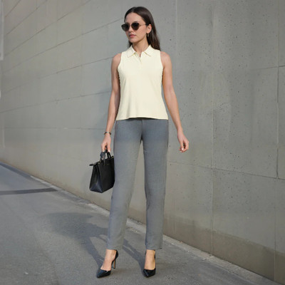 BlissClub Werk-It Straight Pants - Regular Regular Fit Women Grey Trousers