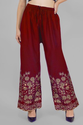 farukhi creation Regular Fit Women Maroon Trousers