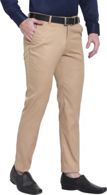 SREY Regular Fit Men Gold Trousers