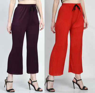 GLADLY Regular Fit Women Brown, Red Trousers