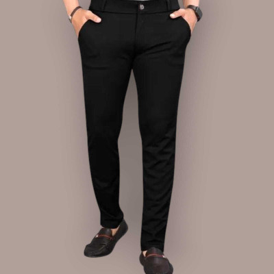 ISUEL FAB Slim Fit Men Black Trousers