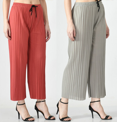 Brainbees Straight Fit Women Silver, Red Trousers