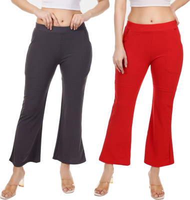 adibaba Regular Fit Women Red, Grey Trousers