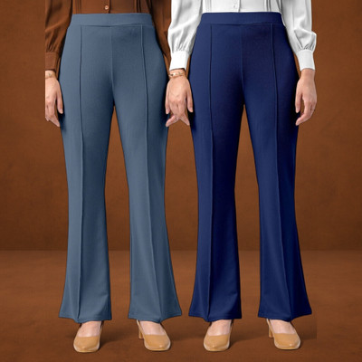 nitafashion Comfort Fit, Regular Fit Women Grey, Dark Blue Trousers