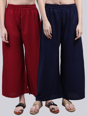 VALLES365 by S.c. Flared Women Maroon, Dark Blue Trousers