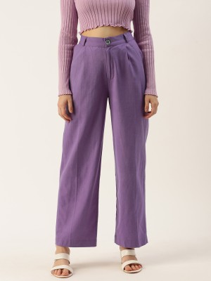 IQRAAR Regular Fit Women Purple Trousers