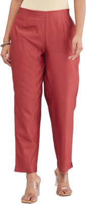 Fabindia Regular Fit Women Maroon Trousers