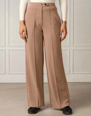Selvia Comfort Fit Women Brown Trousers
