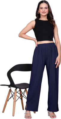 KNOVA Straight Fit Women Dark Blue Trousers