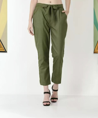 Outerwear Regular Fit Women Green Trousers