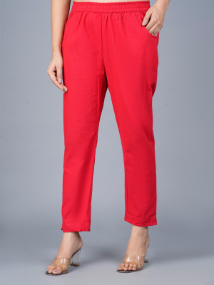 SAAV Slim Fit Women Red Trousers