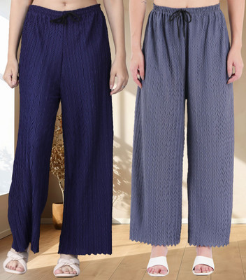 KWSH Regular Fit Women Blue, Grey Trousers