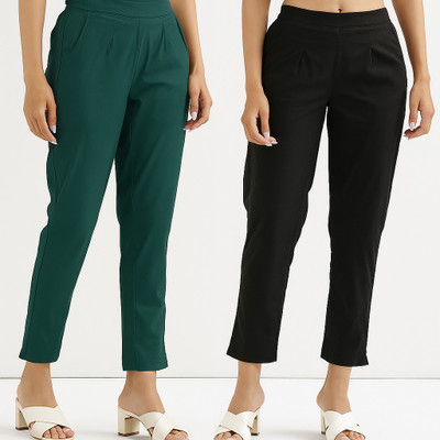 MODACasa Regular Fit Women Green, Black Trousers