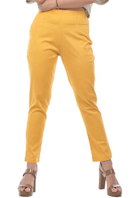 TRUELADY Regular Fit Women Yellow Trousers