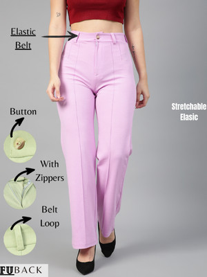 FUBACK Regular Fit Women Purple Trousers