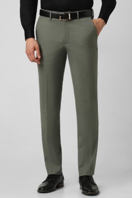 VAN HEUSEN Slim Fit Men Dark Green Trousers