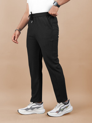Flicfol Solid Men Black Track Pants