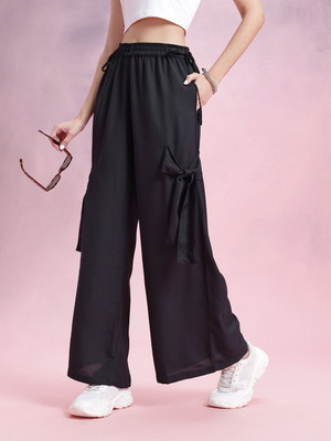 Dressberry Flared Women Black Trousers