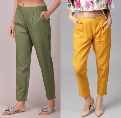 Adhisa Regular Fit Women Green, Yellow Trousers