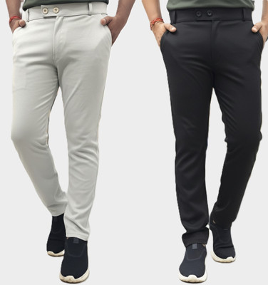 Vought Vick Slim Fit, Regular Fit Men Grey, Black Trousers