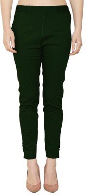 Kanna Fabric Regular Fit Women Dark Green Trousers