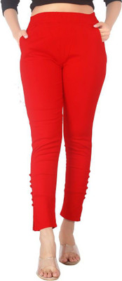 Mysha Regular Fit Women Red Trousers