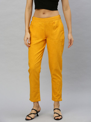 IKRASS Regular Fit Women Yellow Trousers