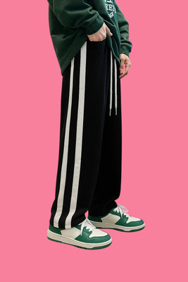 GIBBONTE Regular Fit Men Black, White Trousers