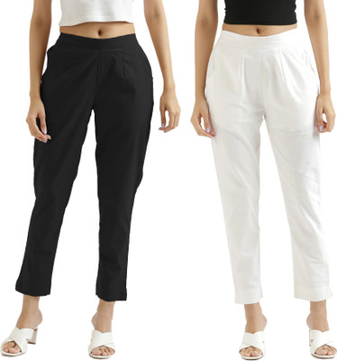Chiraiyaa Regular Fit Women Black, White Trousers