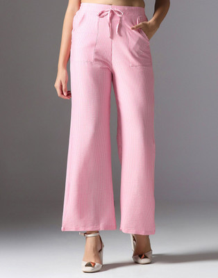 Selvia Comfort Fit Women Pink, White Trousers