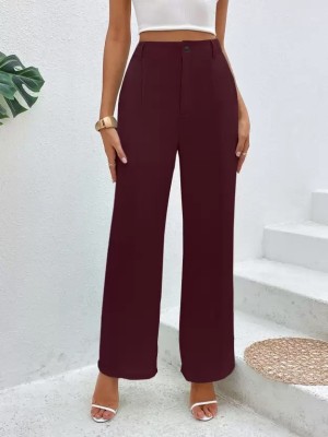 HouseOfCommon Loose Fit Women Maroon Trousers