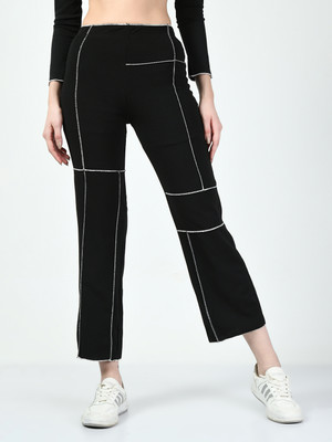 LIME Flared Women Black Trousers