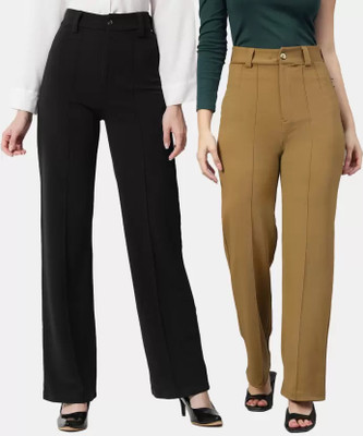 GLADLY Regular Fit Women Black, Khaki Trousers