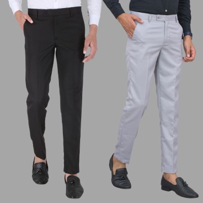 SRR Regular Fit Men Black, Grey Trousers