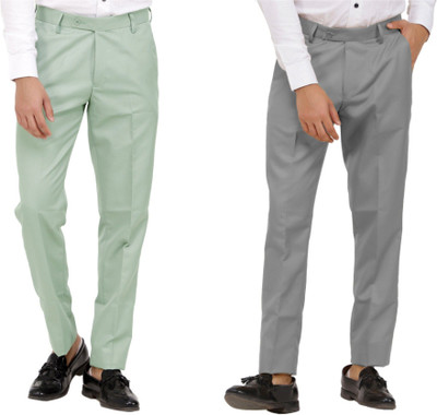 LAHSUAK Regular Fit Men Light Green, Grey Trousers