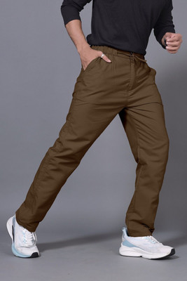 VASUDI Regular Fit Men Brown Trousers