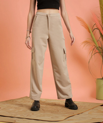 Dream Beauty Fashion Loose Fit Women Beige Trousers